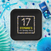 17誕生日:フローラ花数名前をカスタムする ペーパープレート (パーティー)