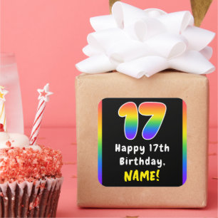 17誕生日:レインボースペクトル# 17、名前をカスタムする スクエアシール