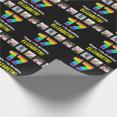 17誕生日:レインボー「17」、写真カスタムと名前 ラッピングペーパー (角)