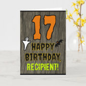 17誕生日:不気味ハロウィーンテーマ、名前をカスタムする カード (黄色い花)