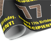 17誕生日:名前フェイク&木目パターン「17」 ラッピングペーパー (ロールコーナー)