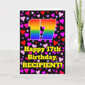 17誕生日:愛するハートパターン、虹# 17 カード (正面)