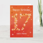 17誕生日 – 数字17の星 – 赤 – 年齢 カード (正面)