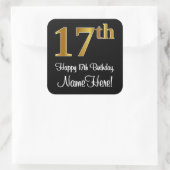 17誕生日 – 豪華エレガントなフェイク金ゴールドルック# スクエアシール (バッグ)