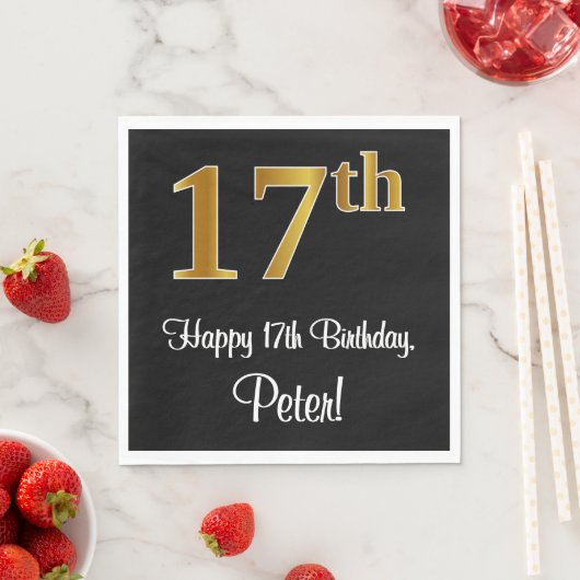 17誕生日～豪華エレガントなフェイク金ゴールドルック# スタンダードランチョンナプキン (インサイチュ)