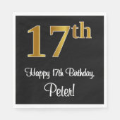 17誕生日～豪華エレガントなフェイク金ゴールドルック# スタンダードランチョンナプキン (正面)