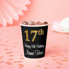 17誕生日 – 豪華エレガントなフェイク金ゴールドルック# 紙コップ