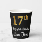 17誕生日 – 豪華エレガントなフェイク金ゴールドルック# 紙コップ (正面)
