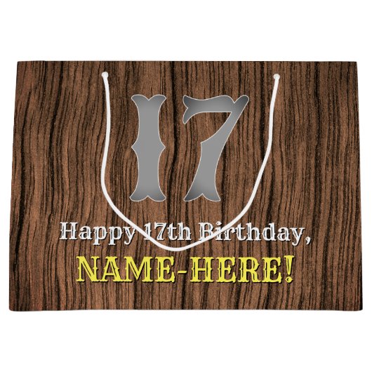 17誕生日: Country インスパイア Western  Look, Name ラージペーパーバッグ (正面)