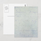 1700年代のヴィンテージフランスの・ブルー・スクリプトグランジ・パーチメント ポストカード (正面/裏面)