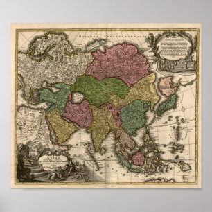 1700年代アジアの地図 ポスター