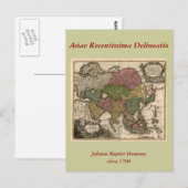 1700年代アジアの地図 ポストカード (正面/裏面)