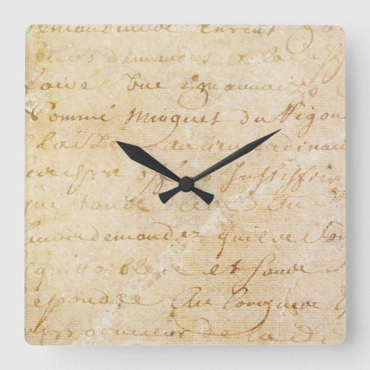 1700sヴィンテージフランスのアンティークスクリプトの背景 スクエア壁時計 (正面)