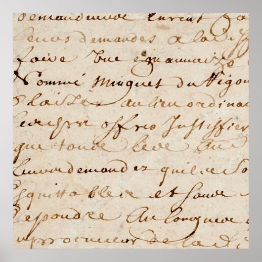 1700sヴィンテージフランスのスクリプトグランジ処理紙 ポスター (正面)