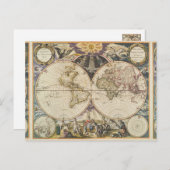 1702世界の新しい地図 ポストカード (正面/裏面)