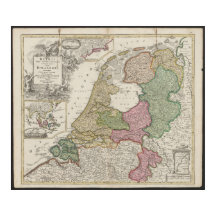1702-1707年のベルギーおよびオランダの古地図