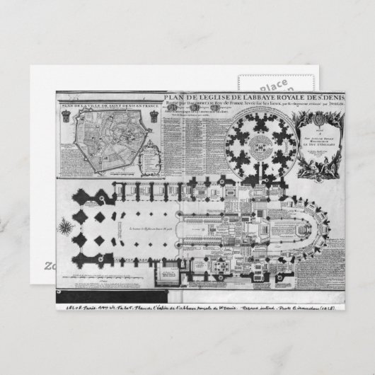 1705年セントデニスのアビー教会の計画 ポストカード (正面/裏面)