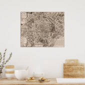 1705年パリの地図，フランス ポスター (キッチン)