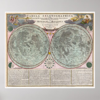 1707年月の地図 ポスター