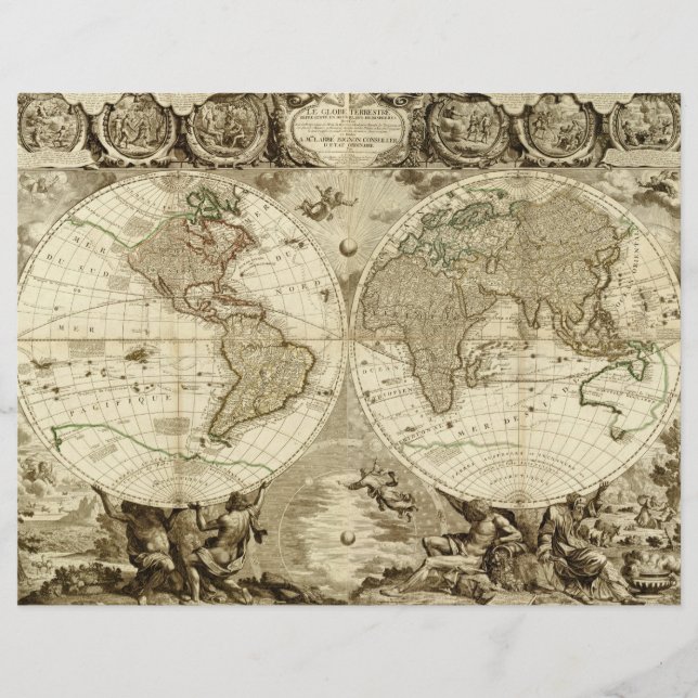 1708年の世界地図ジャン・バプティスト・ノリン (正面)