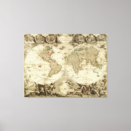 1708年の世界地図ジャン・バプティスト・ノリン キャンバスプリント