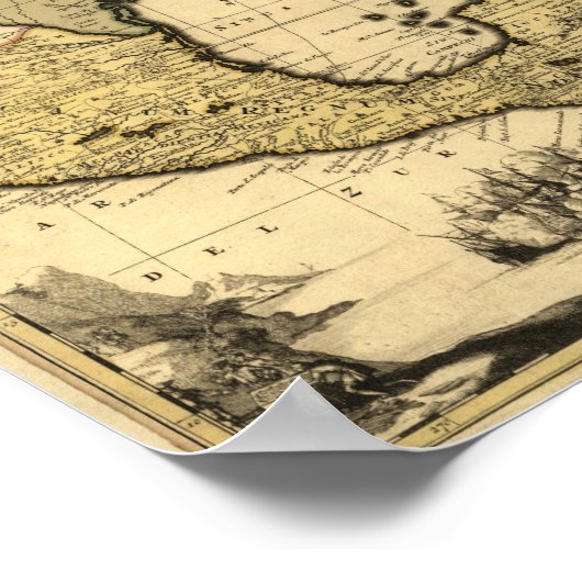 1710年メキシコと北カリブのアメリカの地図 ポスター (角)