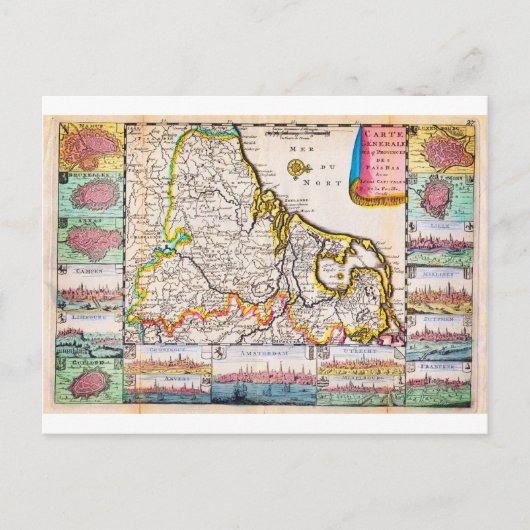 1710 De La Feuilleベルギーのオランダ地図 ポストカード (正面)