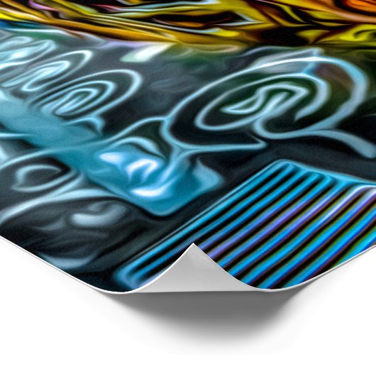 1711カラフル通りグラフィティギャングスターシティウォール ポスター (角)