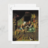 1713年の女性と魚売り(パネル油) ポストカード (正面/裏面)