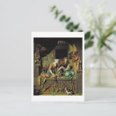 1713年の女性と魚売り(パネル油) ポストカード (スタンド正面)