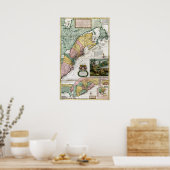 1715年アメリカのイギリス植民地の地図 ポスター (キッチン)