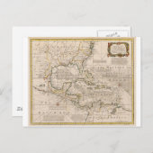 1720エマニュエル・ボーエンによる西インディの地図 ポストカード (正面/裏面)