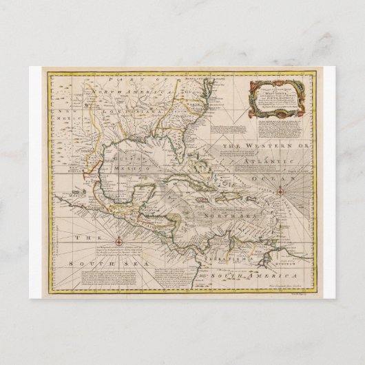 1720エマニュエル・ボーエンによる西インディの地図 ポストカード (正面)