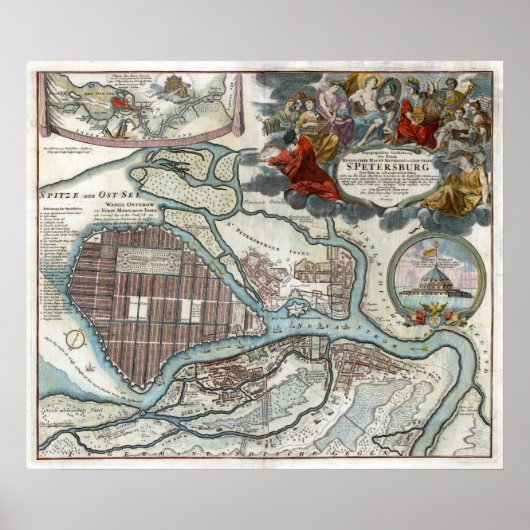 1720サンクトペテルブルクの地図 ポスター (正面)