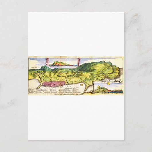 1720デラフイユの地図とジブラルタルの見解 ポストカード (正面)