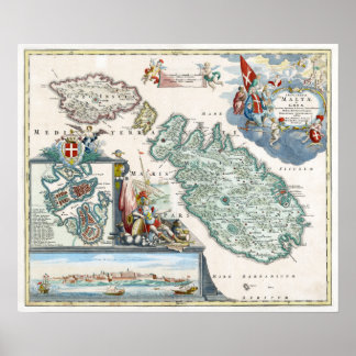 1720マルタの地図 ポスター