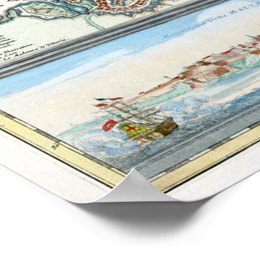 1720マルタの地図 ポスター (角)