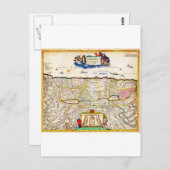 1720年のフンクによるイスラエル・パレスチナ・聖地の地図 ポストカード (正面/裏面)