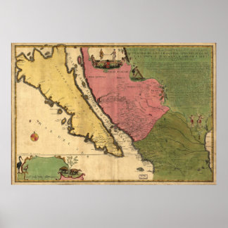 1720年カリフォルニア島の地図 ポスター