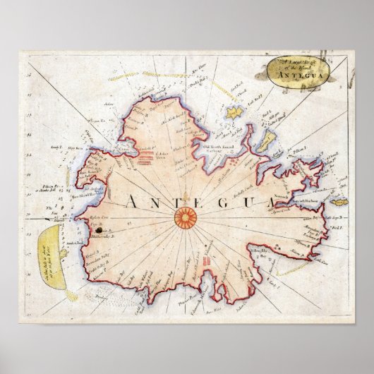 1721アンティグアの地図 ポスター (正面)
