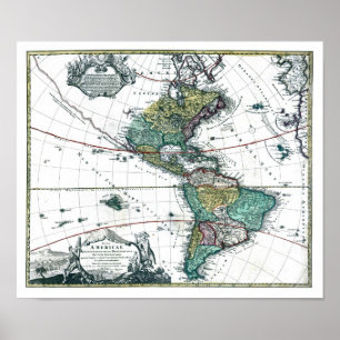 1725南米の地図 ポスター