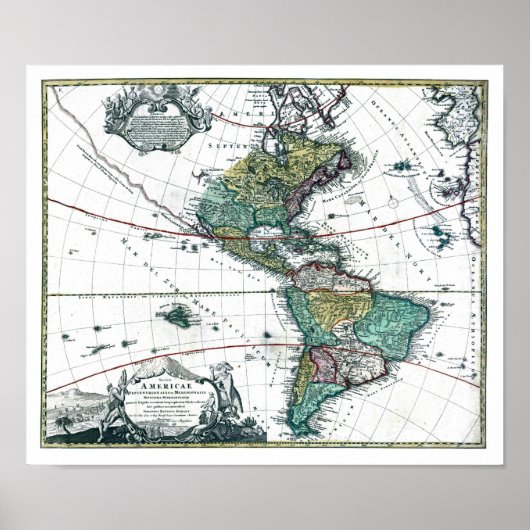 1725南米の地図 ポスター (正面)