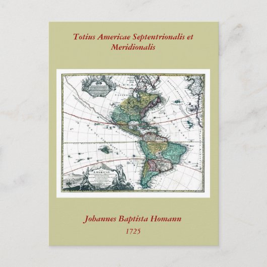 1725南米の地図 ポストカード (正面)