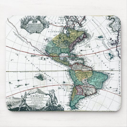 1725年 南北アメリカ地図 マウスパッド (正面)