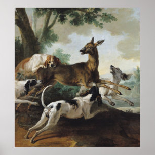 1725年、犬に追われる鹿 ポスター