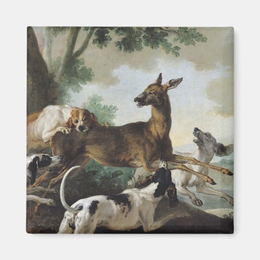 1725年、犬に追われる鹿 マグネット (正面)
