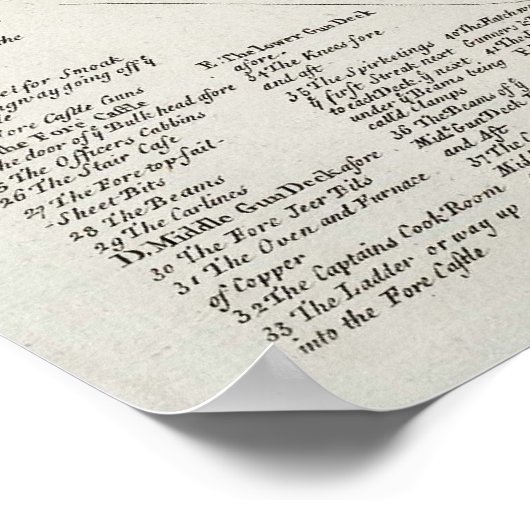 1728年のシクロパエディアの軍艦の図 ポスター (角)