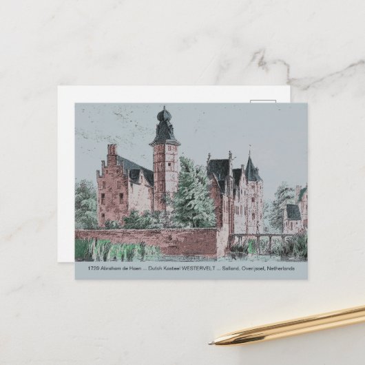1729 A. de HaenオランダカステエルWESTERVELTはがき ポストカード (正面/裏面インサイチュ)