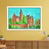 1729 A. de Haen Dutch Kasteel WESTERVELT ...  キャンバスプリント (インサイチュ (リビング))