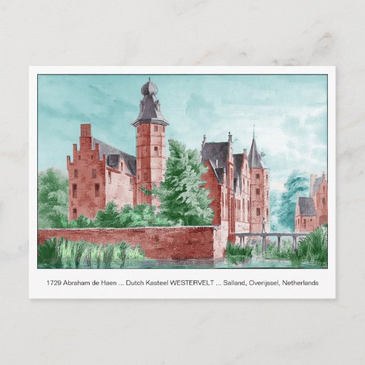 1729 A. de Haen Dutch Kasteel WESTERVELT Postcard ポストカード (正面)